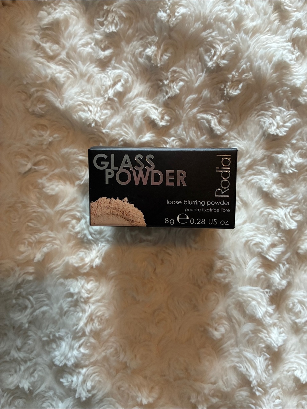 Rodial Glass Powder Loose Blurring Powder - Black Box with Beige Powder Accent